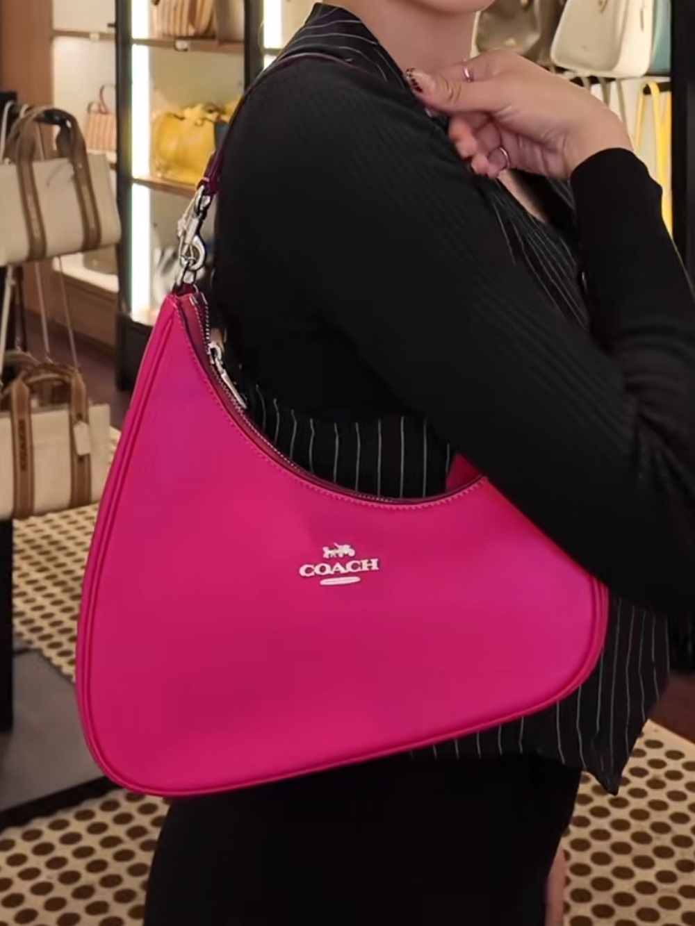 Coach Hot Pink Leather Shoulder Hobo